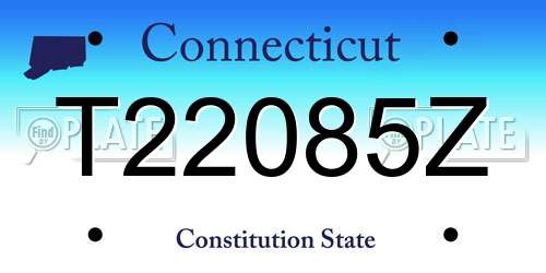 T22085Z Connecticut License Plate