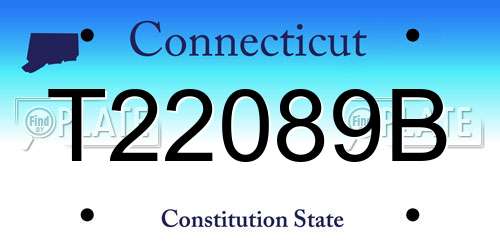T22089B Connecticut License Plate