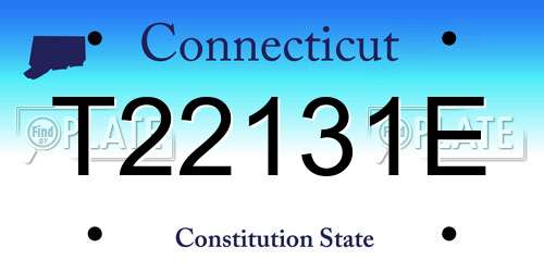 T22131E Connecticut License Plate