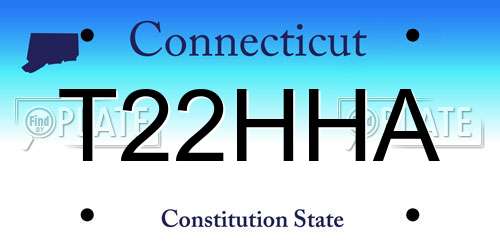 T22HHA Connecticut License Plate