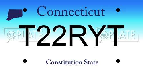 T22RYT Connecticut License Plate