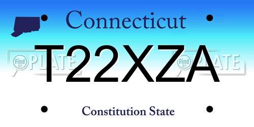 T22XZA Connecticut License Plate