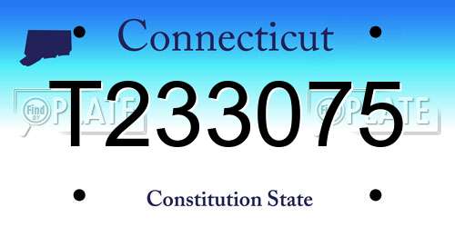 T233075 Connecticut License Plate
