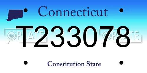 T233078 Connecticut License Plate
