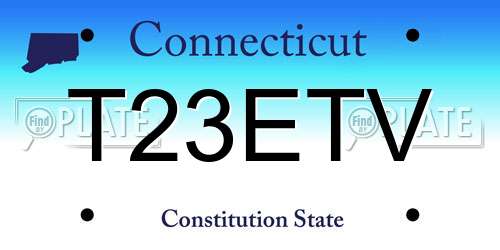 T23ETV Connecticut License Plate