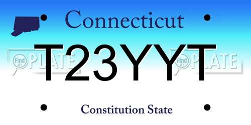 T23YYT Connecticut License Plate