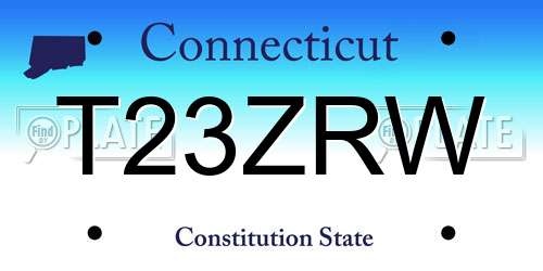 T23ZRW Connecticut License Plate