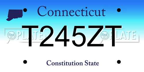 T245ZT Connecticut License Plate