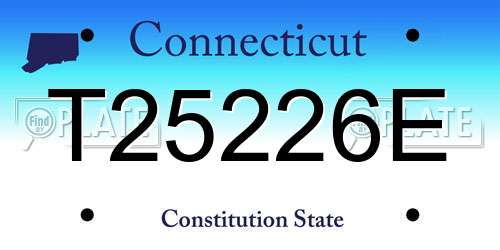T25226E Connecticut License Plate