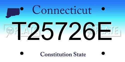 T25726E Connecticut License Plate