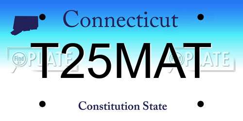 T25MAT Connecticut License Plate