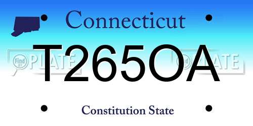 T265OA Connecticut License Plate
