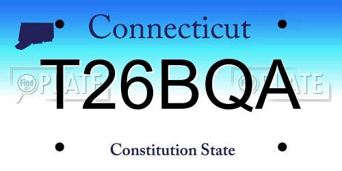 T26BQA Connecticut License Plate