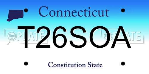 T26SOA Connecticut License Plate