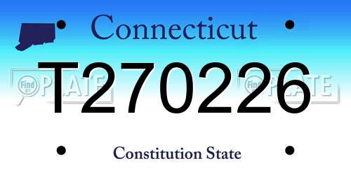 T270226 Connecticut License Plate