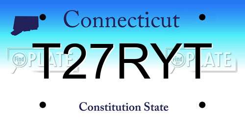 T27RYT Connecticut License Plate