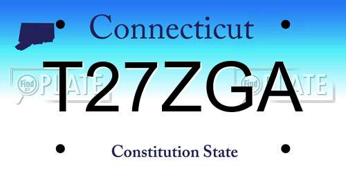 T27ZGA Connecticut License Plate