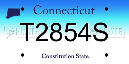 T2854S Connecticut License Plate