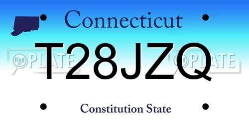 T28JZQ Connecticut License Plate