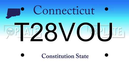 T28VOU Connecticut License Plate