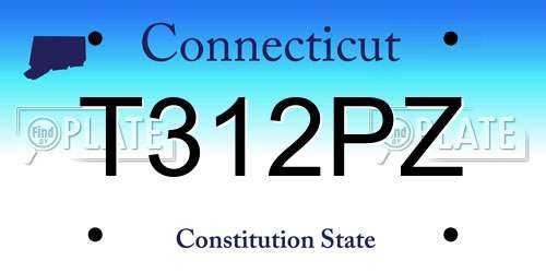 T312PZ Connecticut License Plate