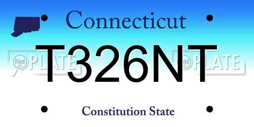 T326NT Connecticut License Plate