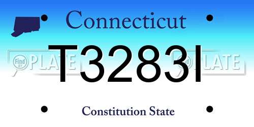 T3283I Connecticut License Plate