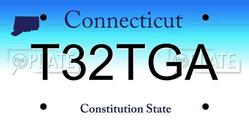 T32TGA Connecticut License Plate