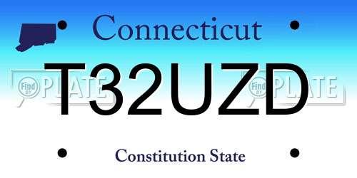 T32UZD Connecticut License Plate