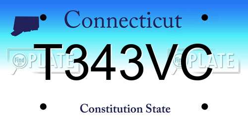 T343VC Connecticut License Plate