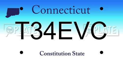 T34EVC Connecticut License Plate