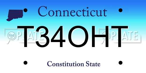 T34OHT Connecticut License Plate