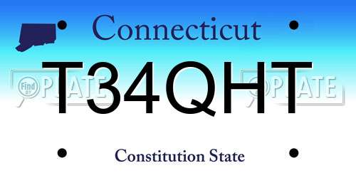 T34QHT Connecticut License Plate