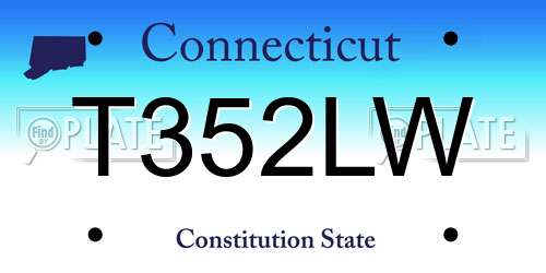 T352LW Connecticut License Plate
