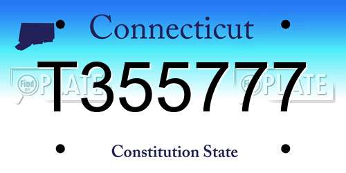 T355777 Connecticut License Plate