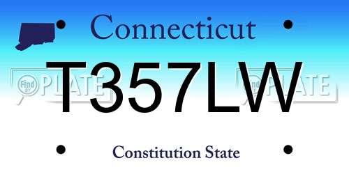 T357LW Connecticut License Plate