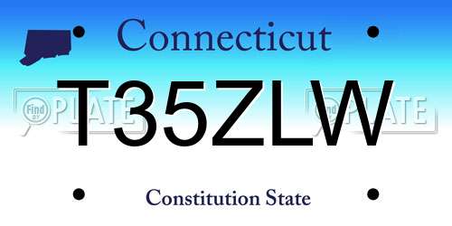 T35ZLW Connecticut License Plate