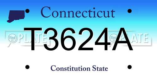 T3624A Connecticut License Plate