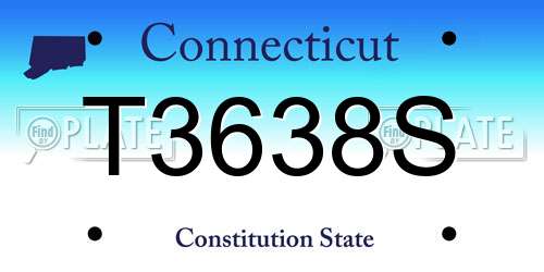 T3638S Connecticut License Plate