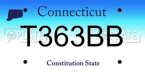T363BB Connecticut License Plate