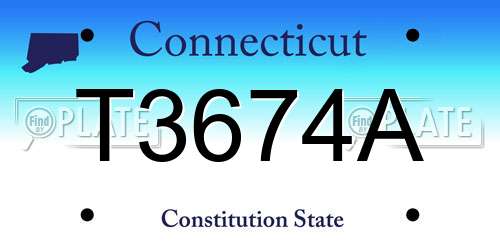 T3674A Connecticut License Plate
