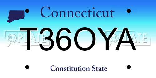 T36OYA Connecticut License Plate