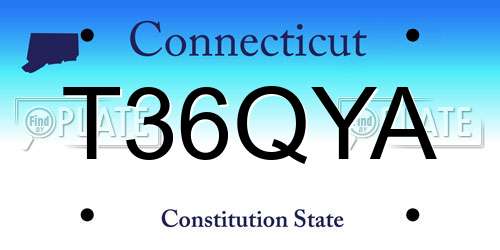 T36QYA Connecticut License Plate