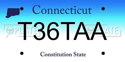 T36TAA Connecticut License Plate