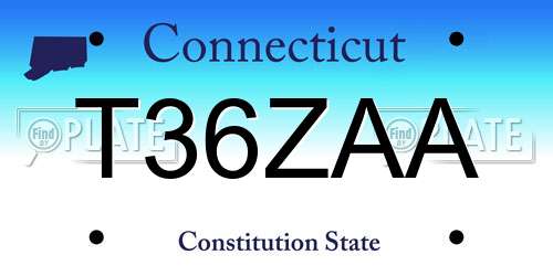 T36ZAA Connecticut License Plate