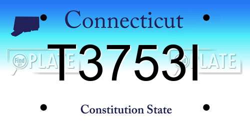 T3753I Connecticut License Plate