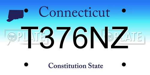 T376NZ Connecticut License Plate