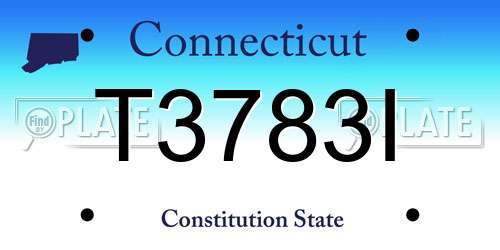 T3783I Connecticut License Plate