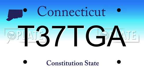 T37TGA Connecticut License Plate