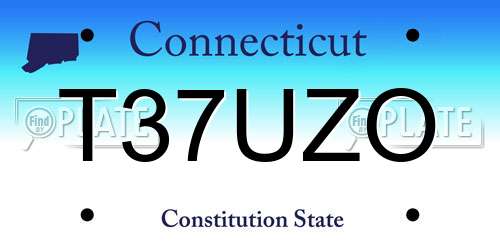 T37UZO Connecticut License Plate